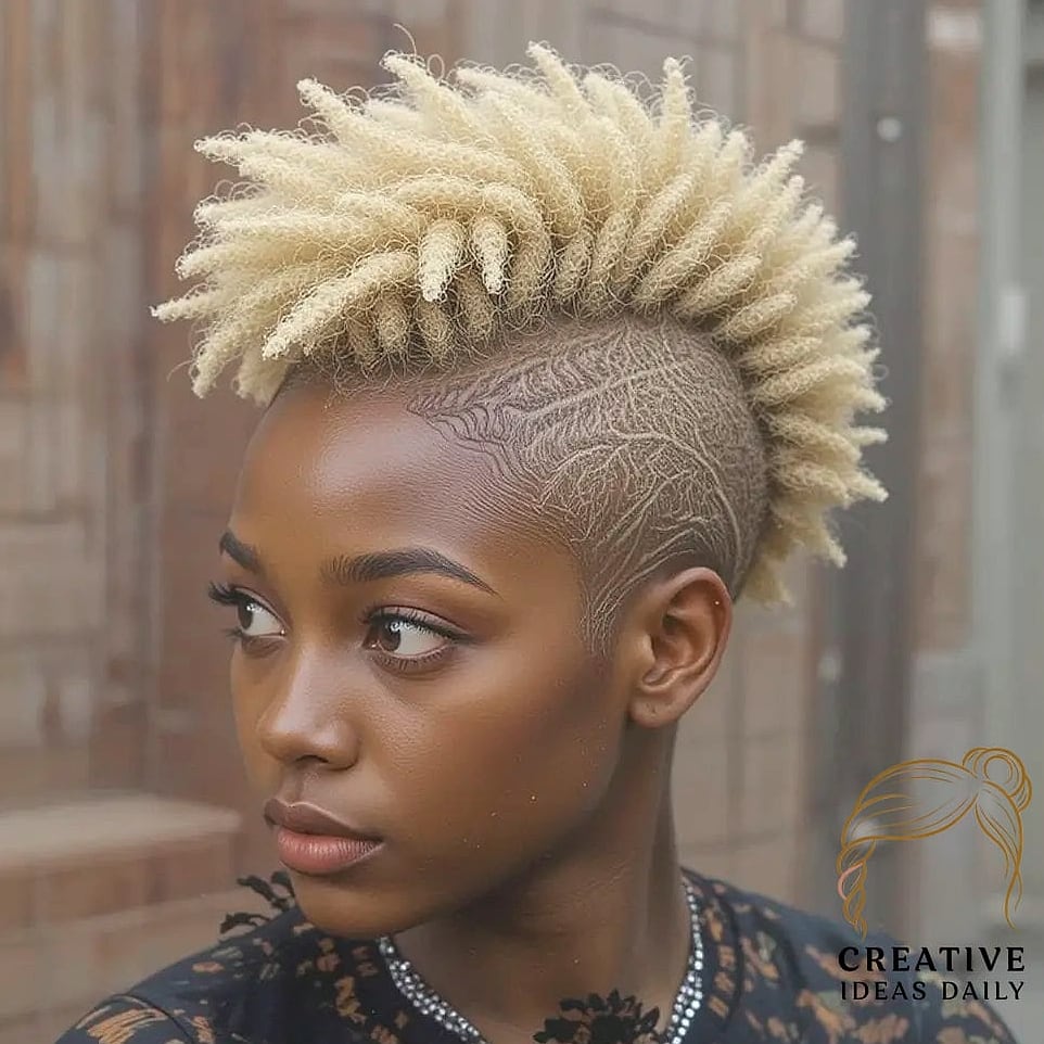 Natural Hair Frohawk with Curls