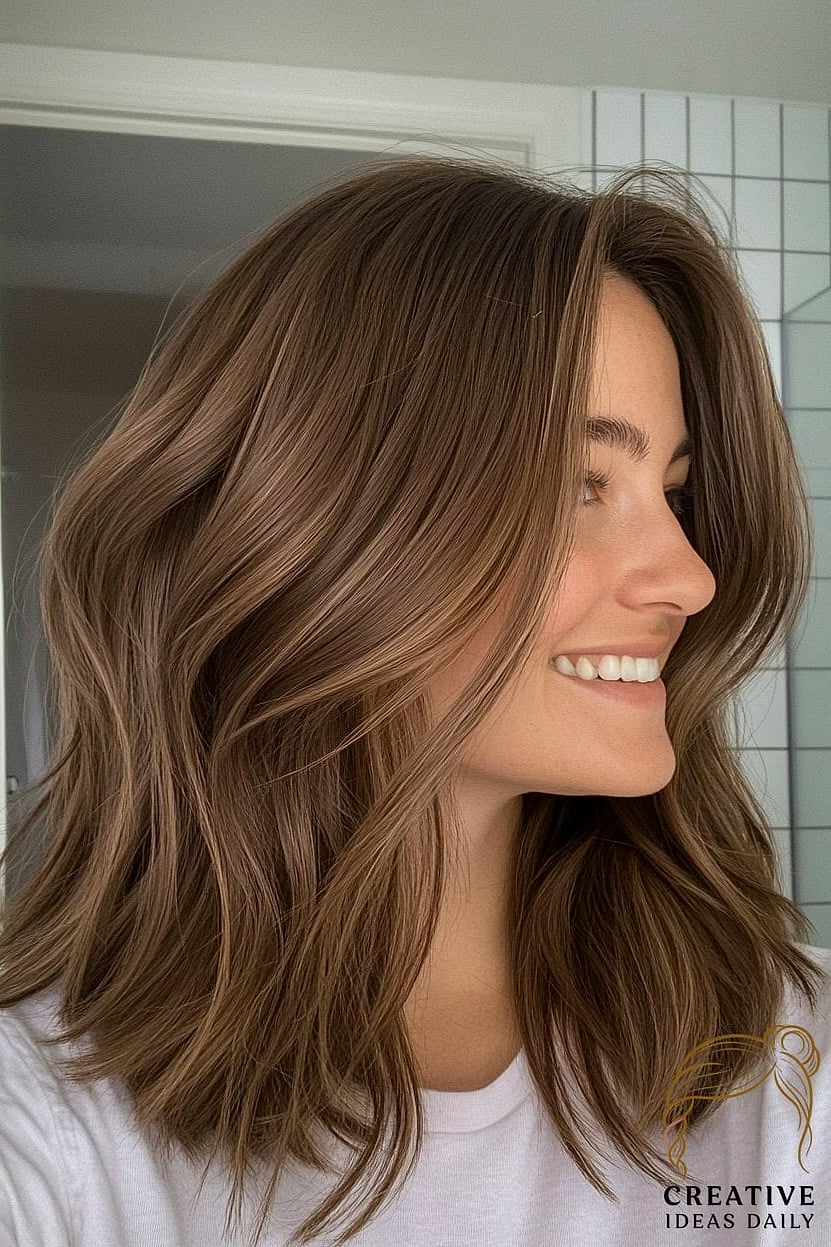 27 Medium Length Hair Ideas Every Woman Needs to See 25 Piecey Layers With Textured Bangs