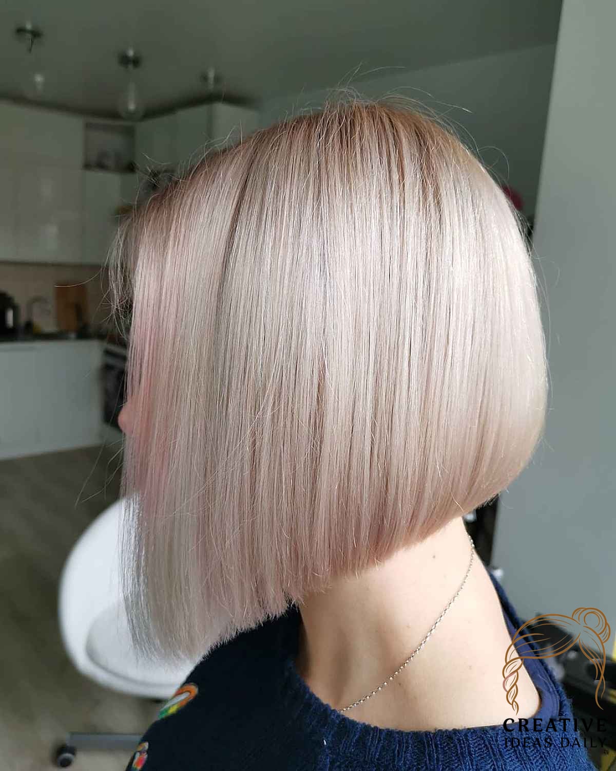 Platinum Angled Bob for Straighter Hair