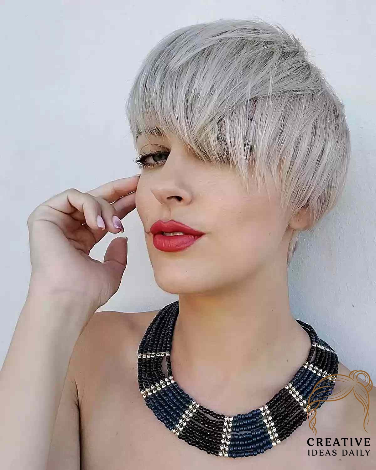 Platinum Pixie with Asymmetrical Bangs