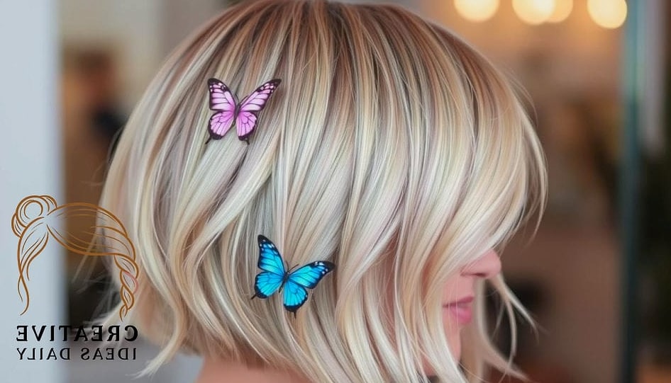 Rounded Butterfly Bob With Bangs