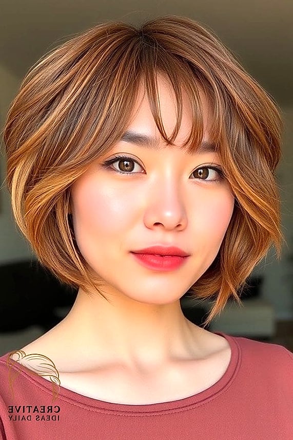 Rounded Layered Bob with Glossy Finish