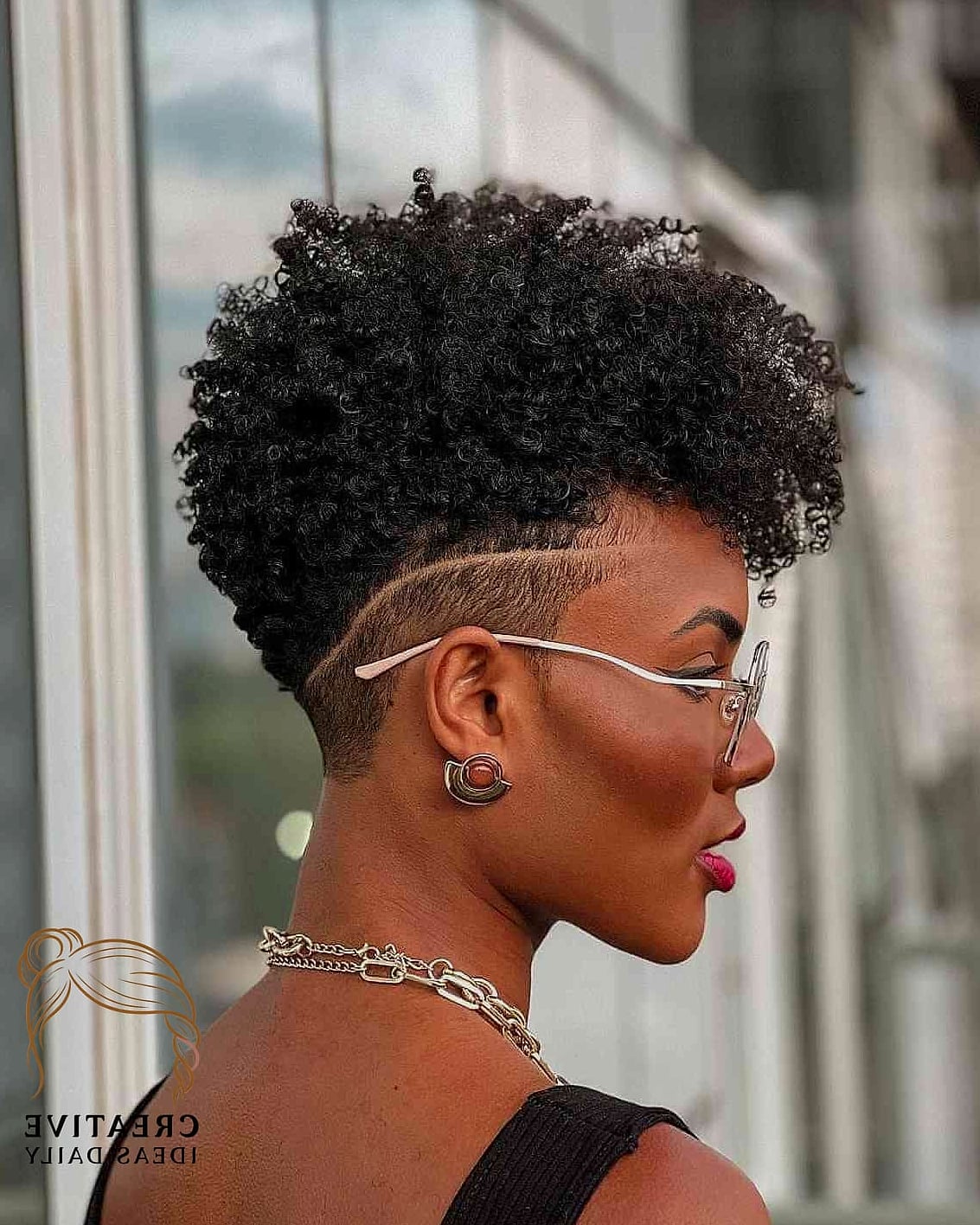 Short Natural Hair with Blonde Highlights