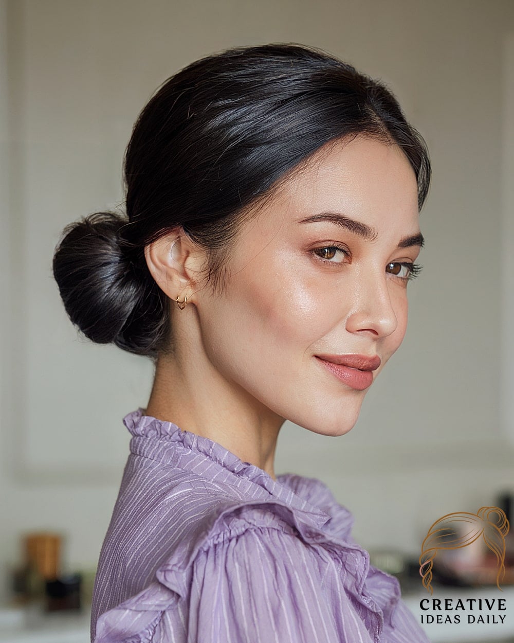 Simple Low Bun For Thick Long Hair