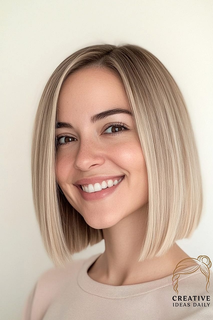 Sleek Blunt Bob at the Collarbone
