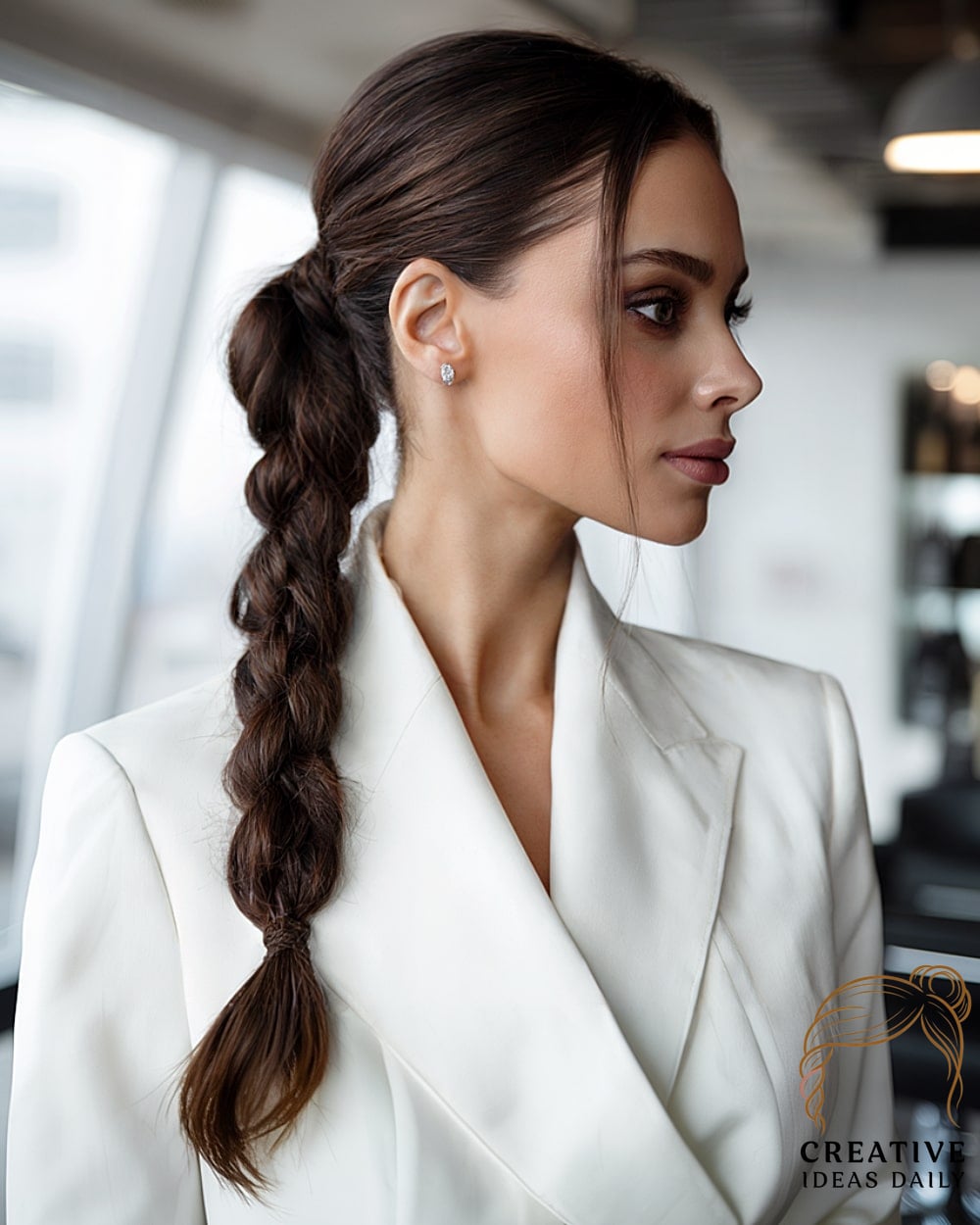 Sleek Low Braid For Long Thick Hair