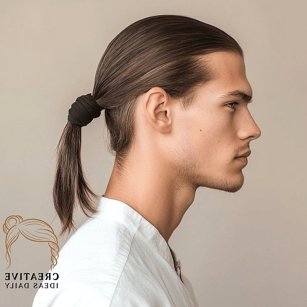 27 Long Hair Men Style Ideas That Every Stylist Needs to See 2 Sleek Low Ponytail
