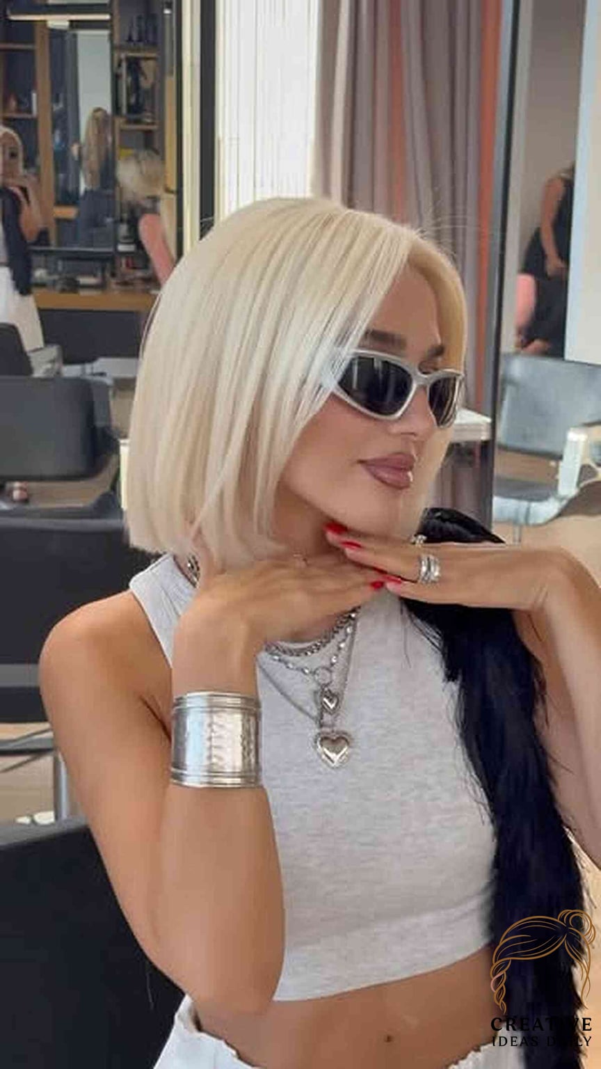 Sleek Straight Blonde Bob with Textured Ends