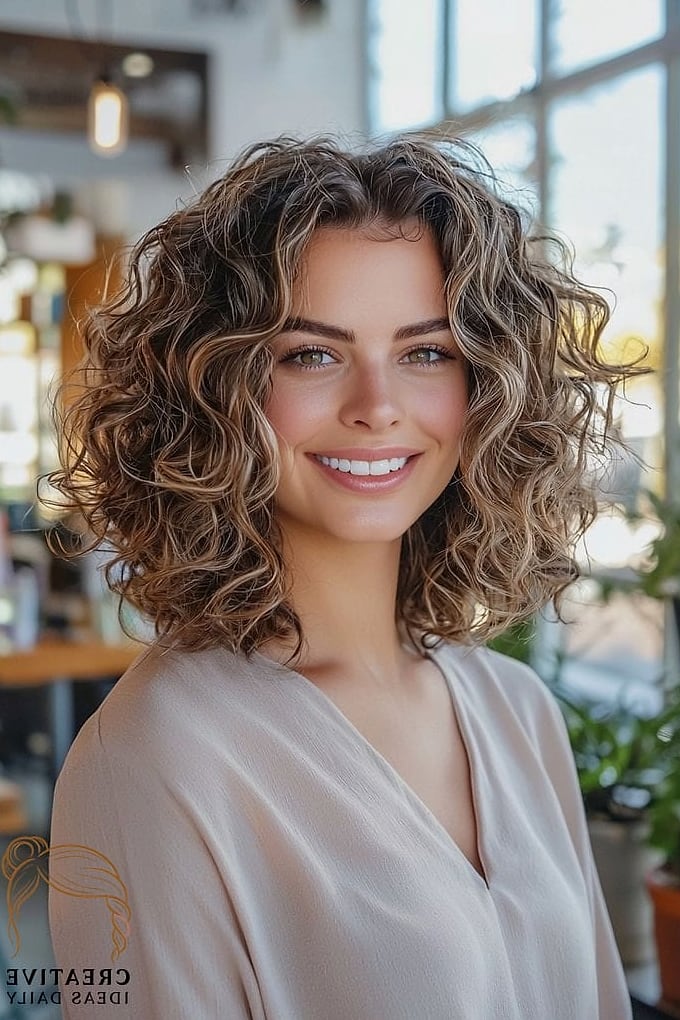 Soft Curls With a Deep Side Part