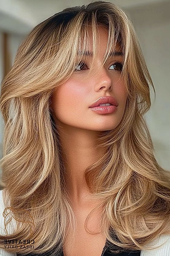 Soft Curtain Bangs With Long Layers