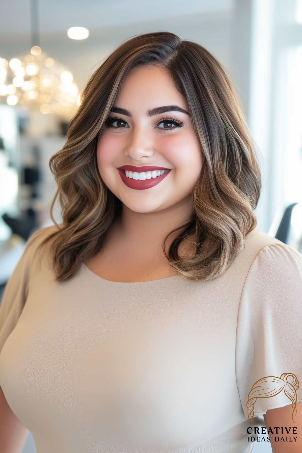 Soft Waves for Medium-Length Hair on Round Faces