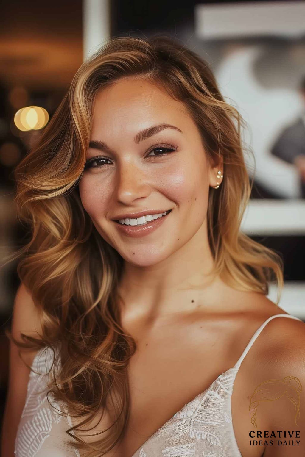 Soft Waves with Side Part for Medium-Length Hair