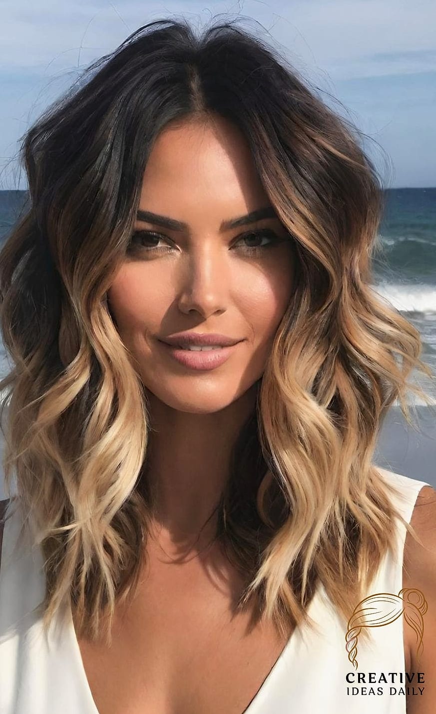 Soft Waves with Money Piece Highlights