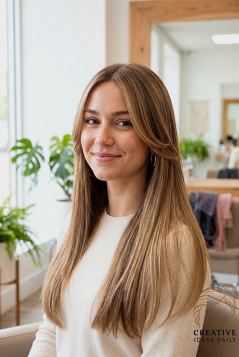 Straight Hair With Face-Framing Highlights