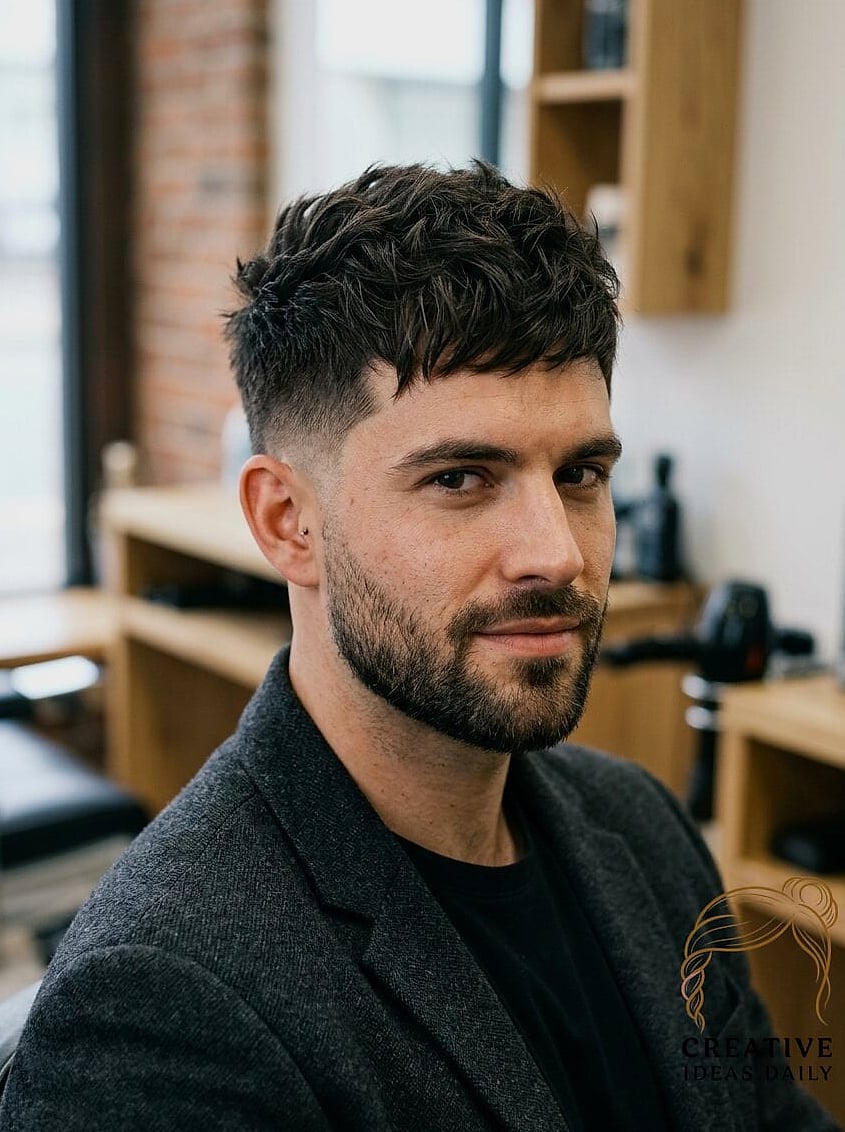 Textured Crop with Side-Swept Bangs