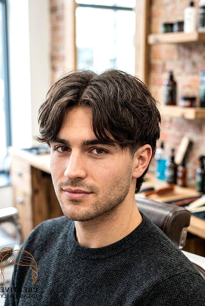 27 Long Hair Men Style Ideas That Every Stylist Needs to See 4 Textured Curtain Bangs