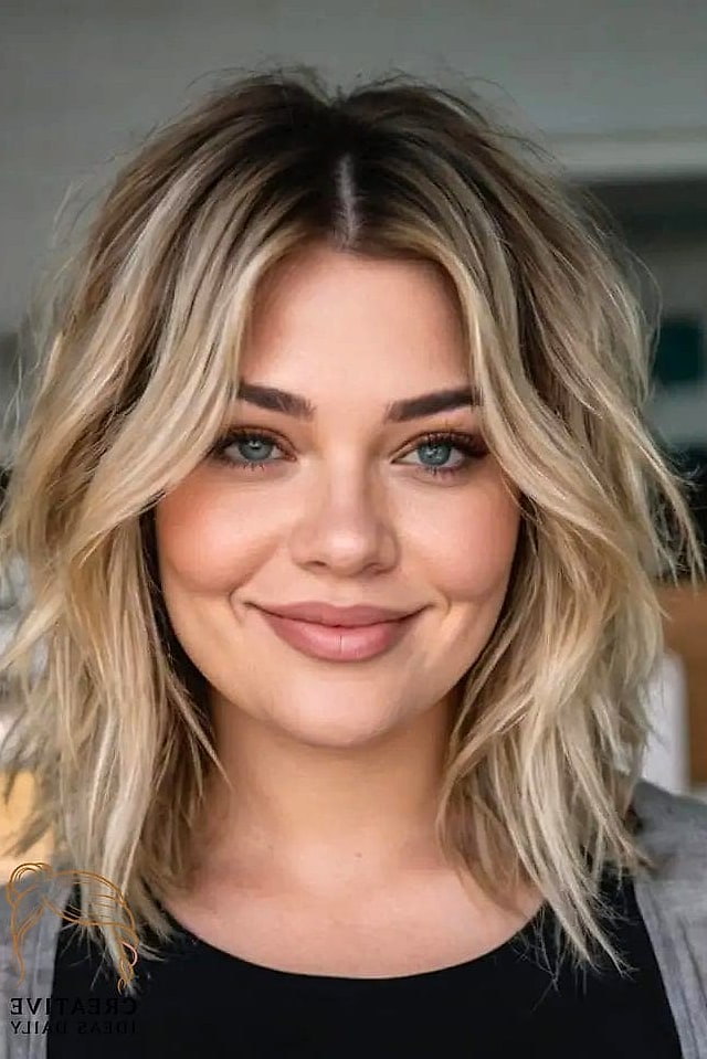 Textured Lob with Curtain Bangs