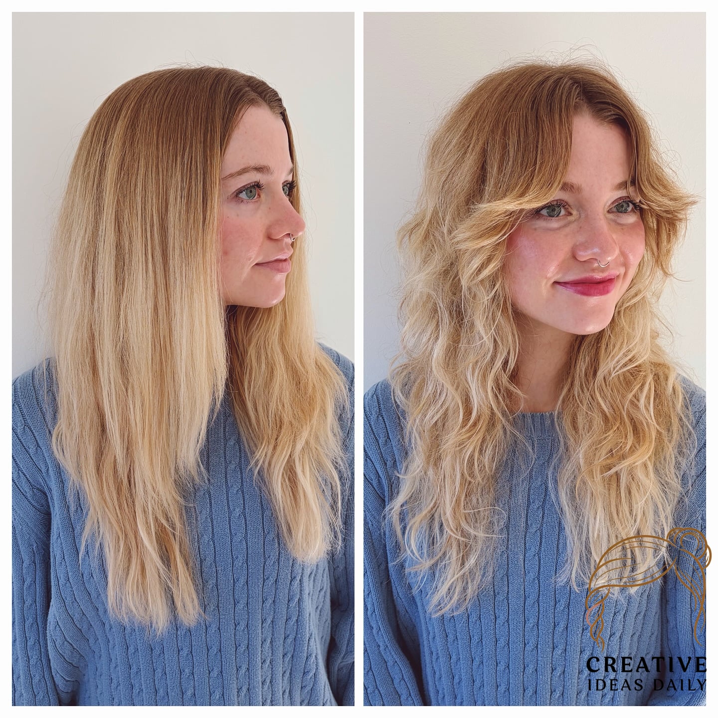 Textured Long Layers with Curtain Bangs