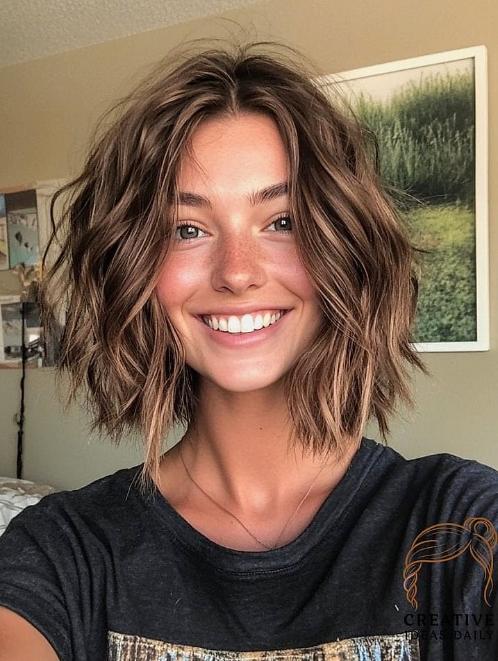 Tousled Bob with a Moto Jacket