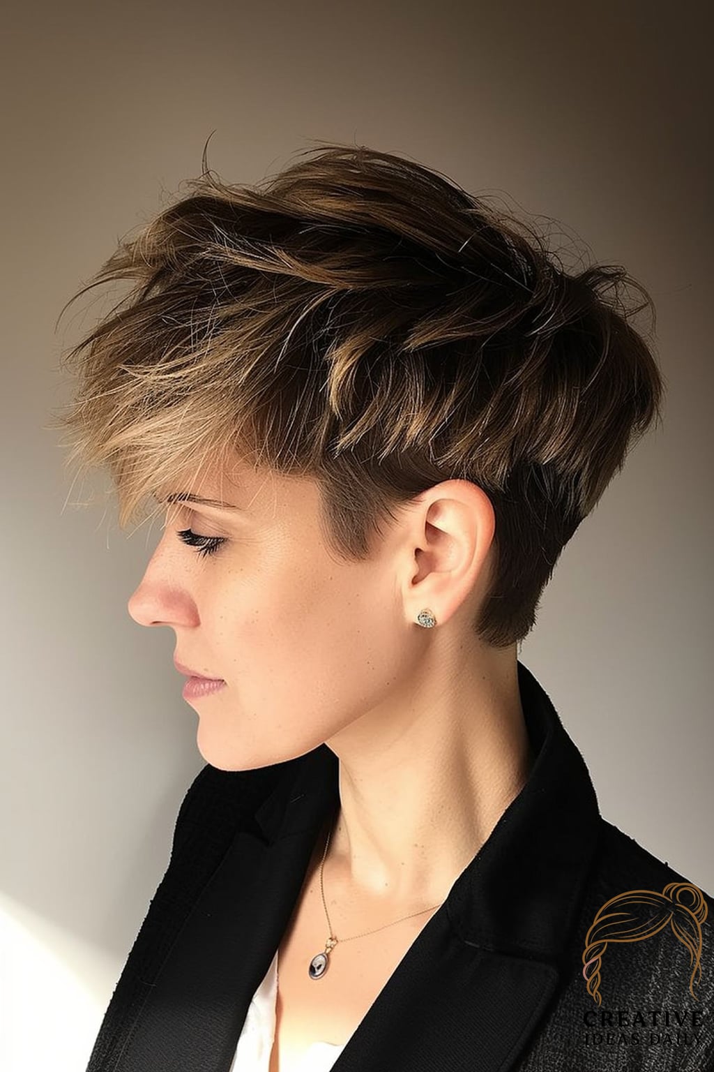 Tousled Contrast Pixie with Undercut