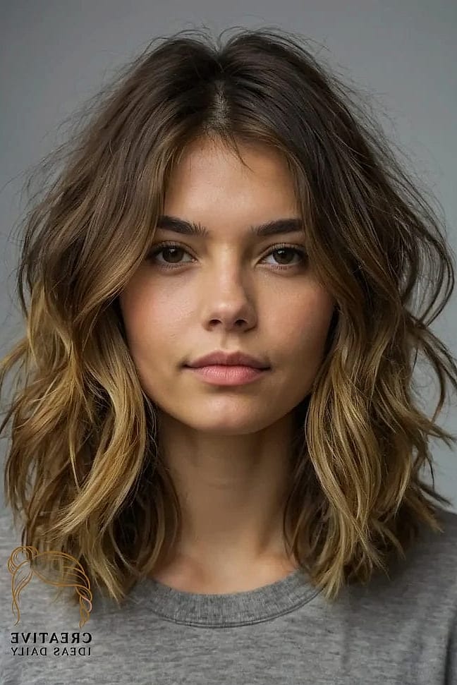 Tousled Layered Cut for Thick Hair