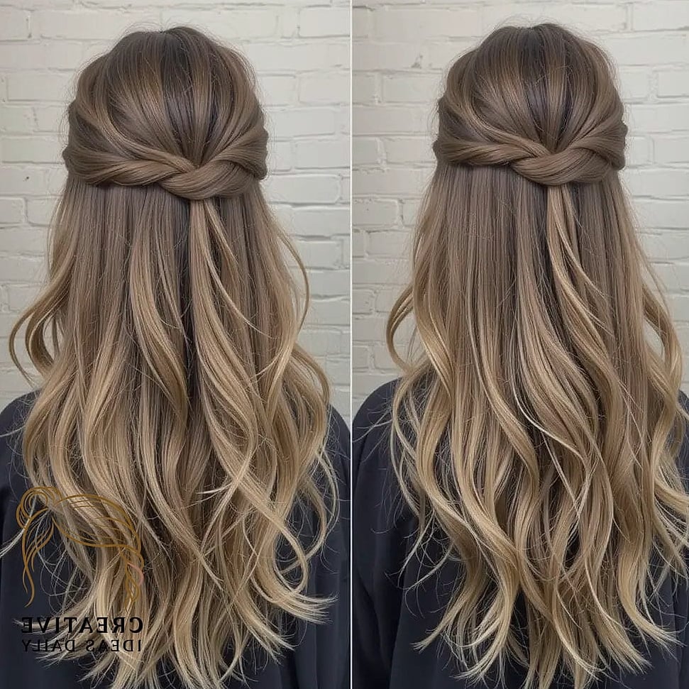 22 Easy Hairstyles For Long Hair Ideas That Will Transform Your Look 21 Twisted Half-Up With Face-Framing Layers