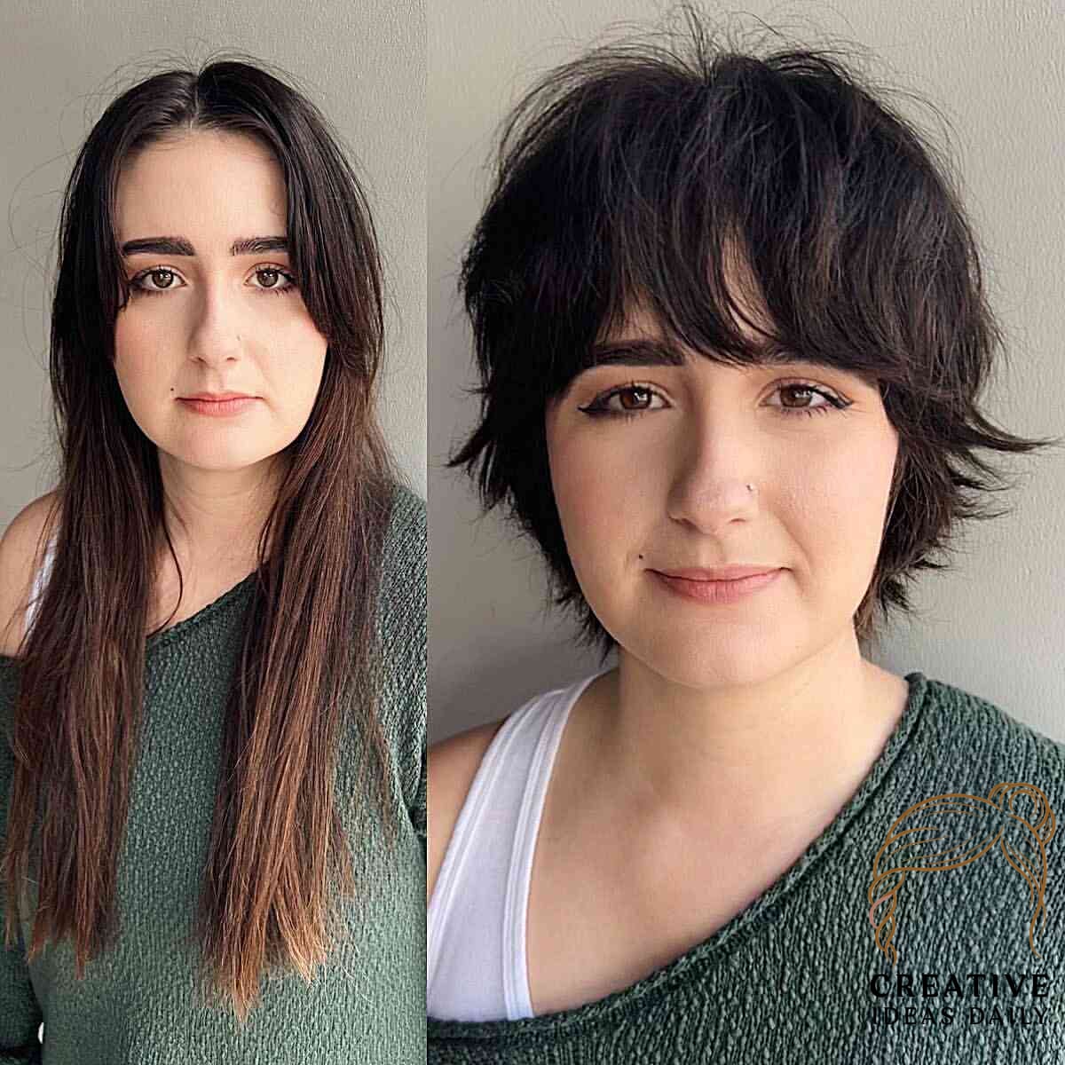 Very Short Shag with Thick See-Through Bangs