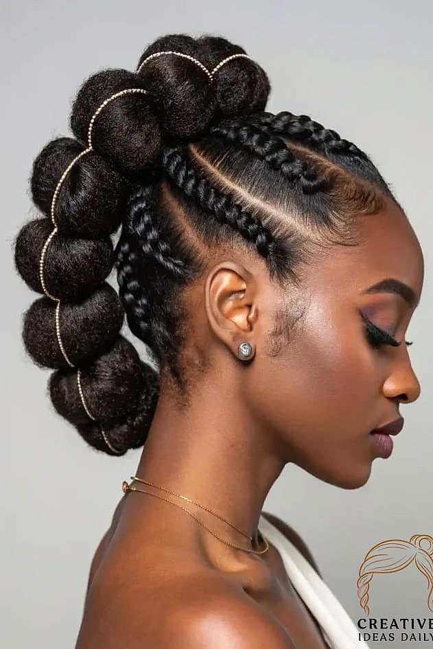 21 Updos For Long Hair Ideas That Are Trending Right Now 10 Voluminous Bubble Braid Updo