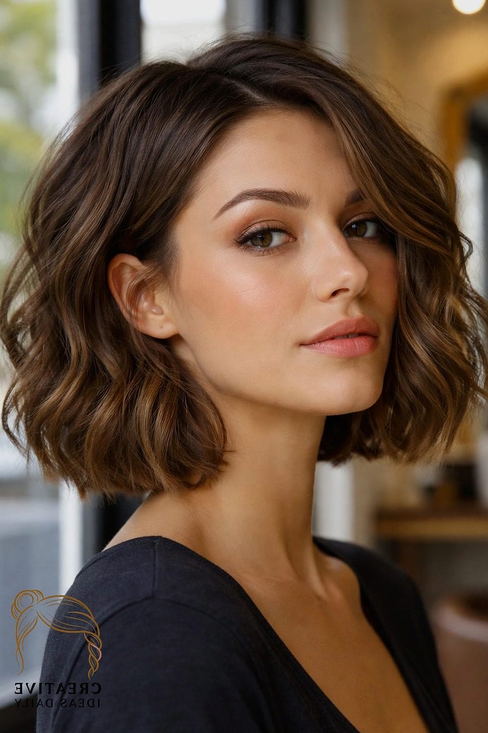 Wavy Lob With Curtain Bangs